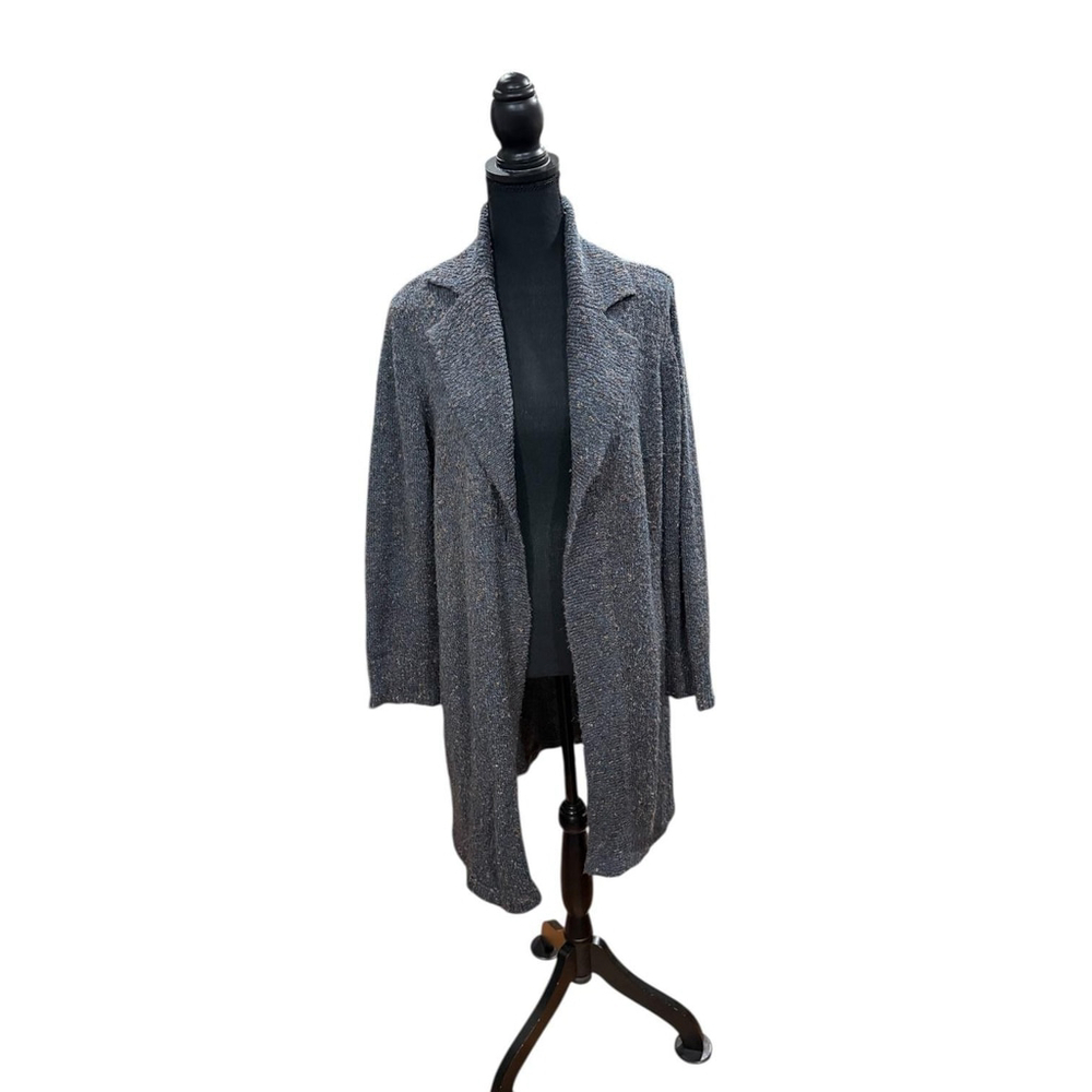 Jana Cardigan Sweater Womens XL Gray Long Open Front Knit Collar Duster Cozy